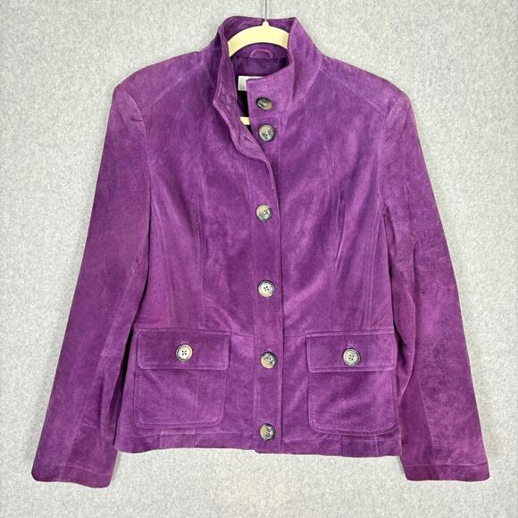 Women's Purple Genuine Suede Jacket - Picture 6 of 11